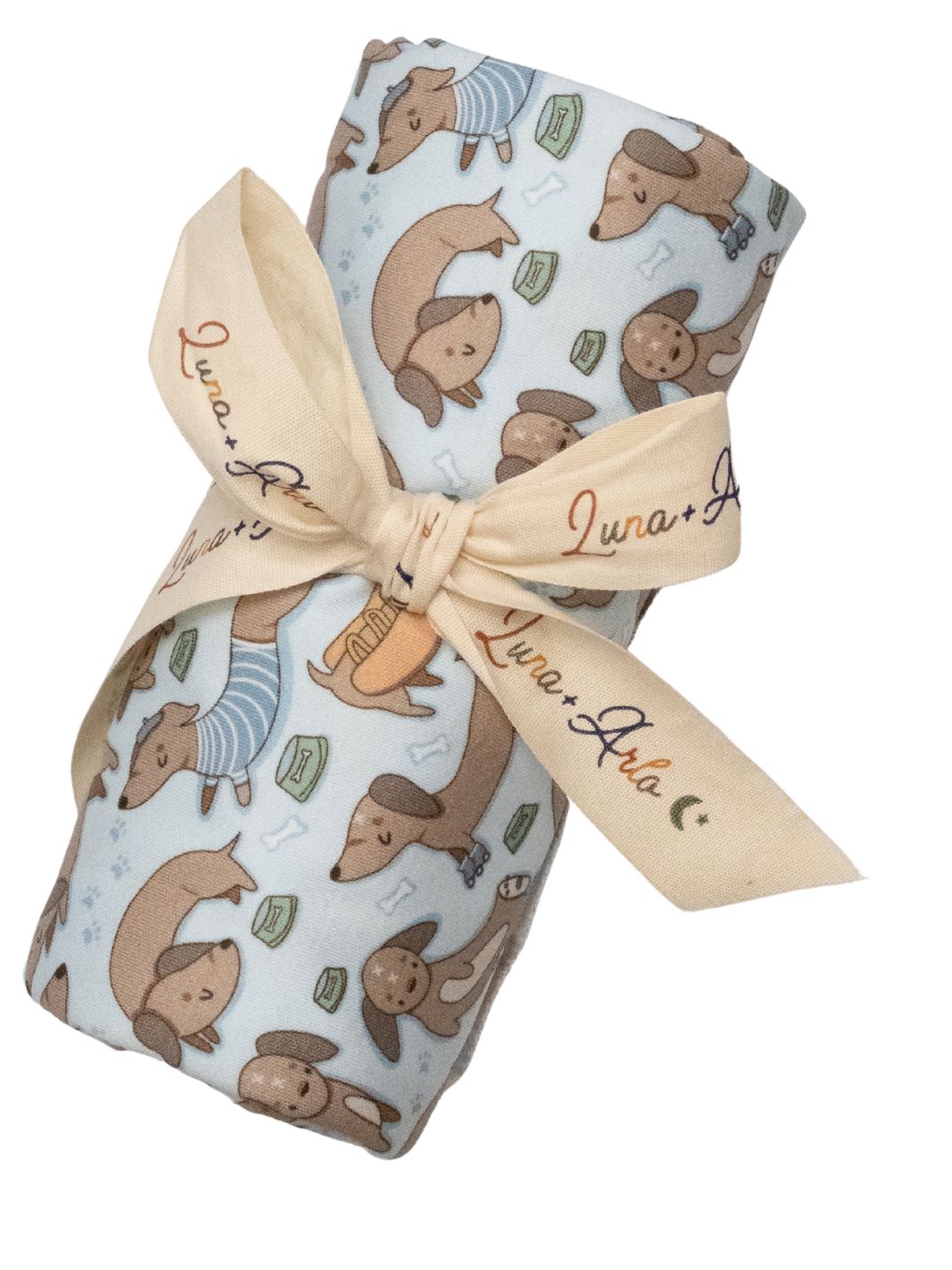 Dachshund Swaddle Blanket Blue