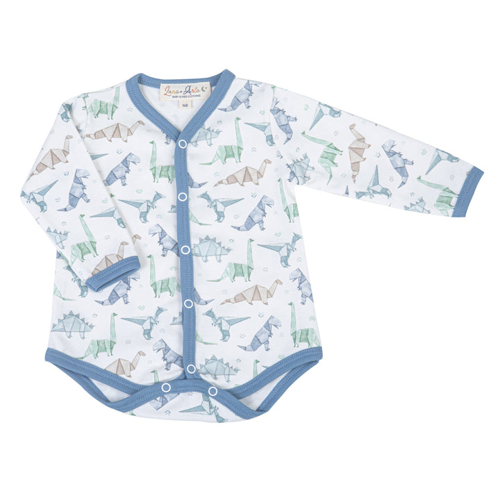 Origami Dinos Print Bodysuit - Blue