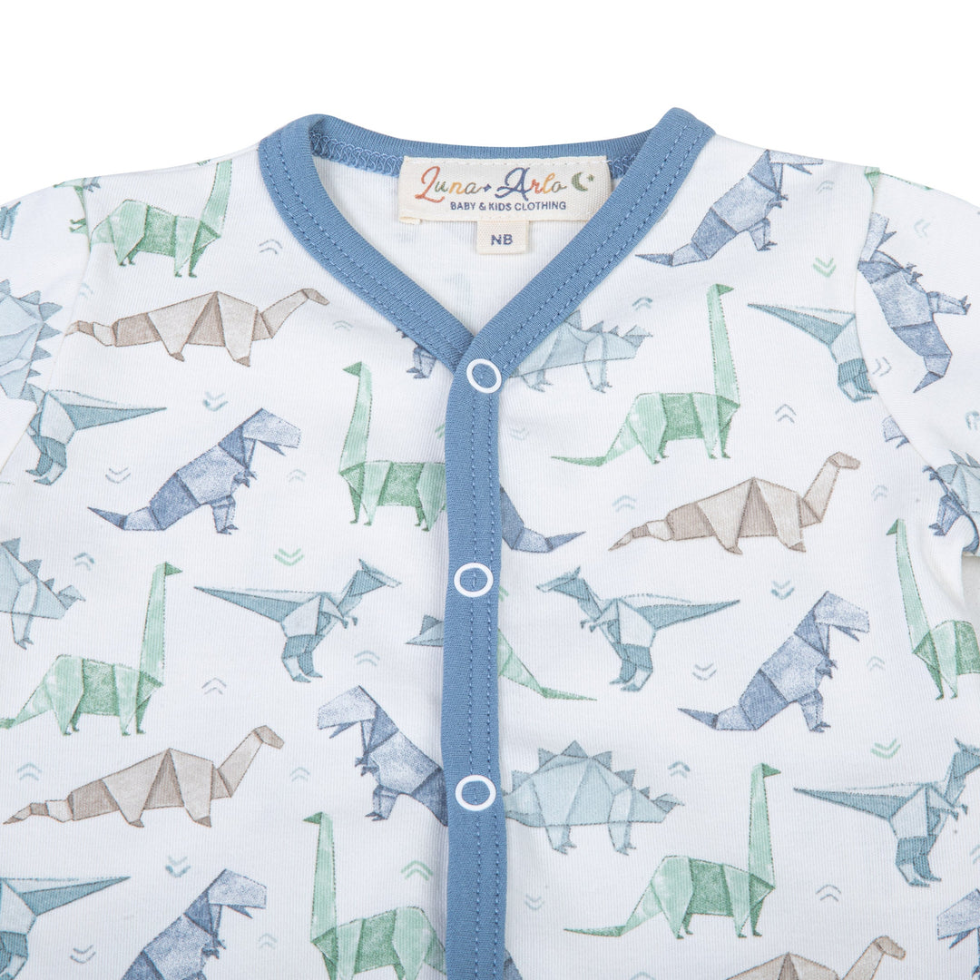 Origami Dinos Print Bodysuit - Blue