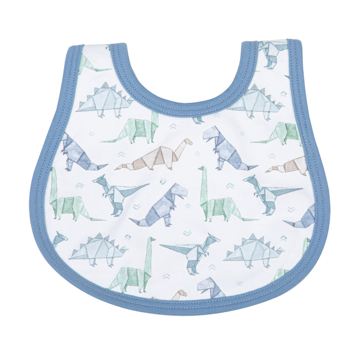 Origami Dinos Print Bib - Blue