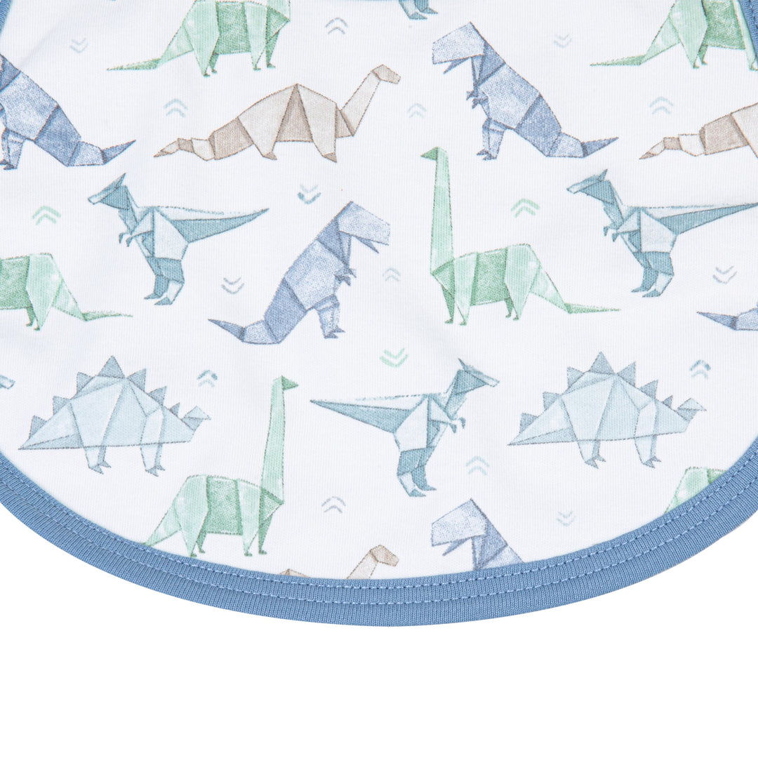 Origami Dinos Print Bib - Blue