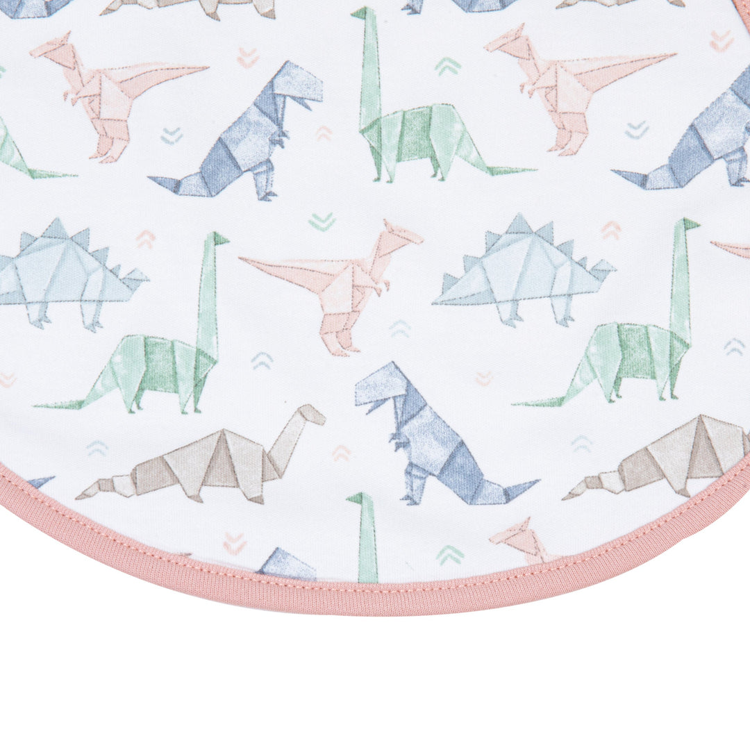 Origami Dinos Print Bib - Pink