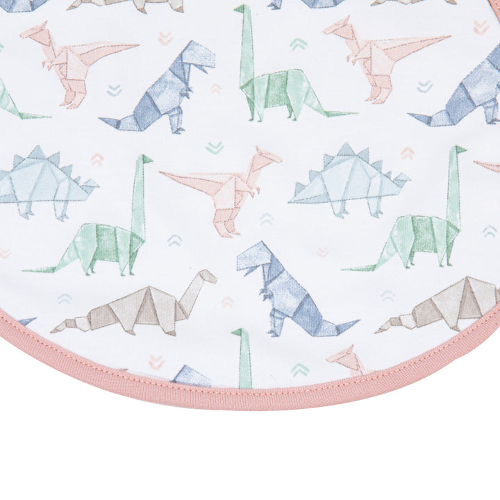 Origami Dinos Print Bib - Pink