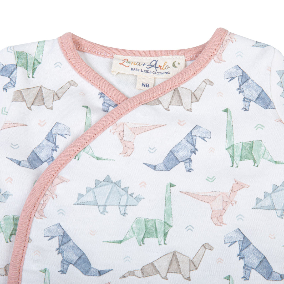 Origami Dinos Print Girl X-Tee Footed Pant Set - Pink