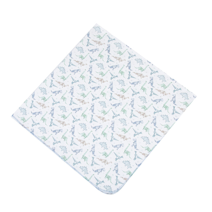 Origami Dinos Print Swaddle Blanket - Blue