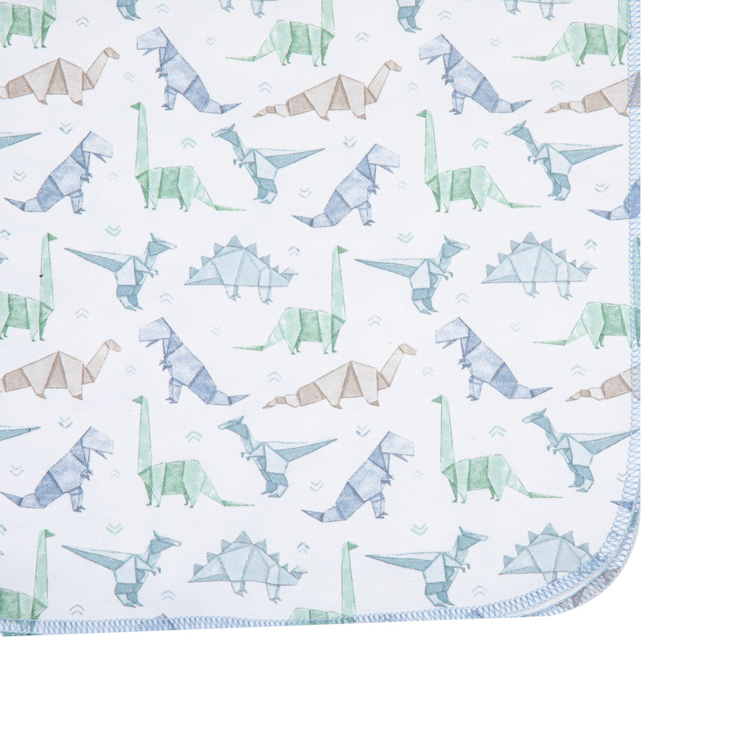 Origami Dinos Print Swaddle Blanket - Blue