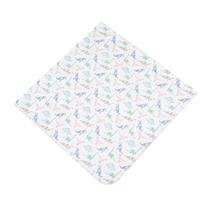 Origami Dinos Print Swaddle Blanket - Pink