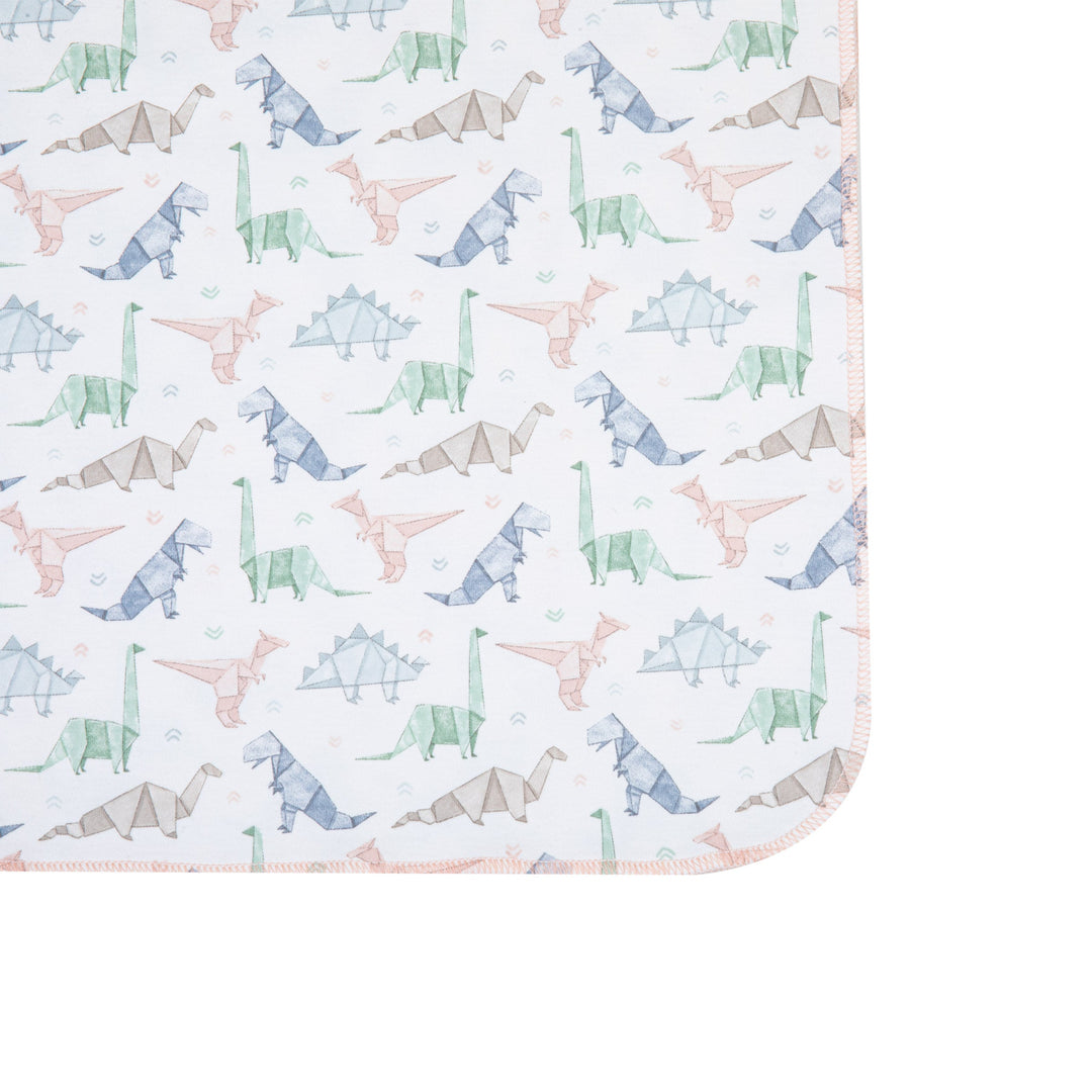 Origami Dinos Print Swaddle Blanket - Pink