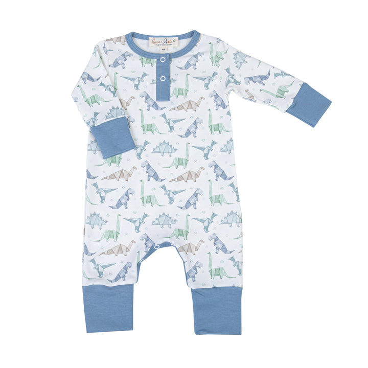 Origami Dinos Print Playsuit - Blue