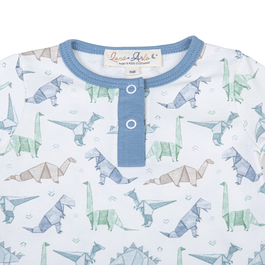 Origami Dinos Print Playsuit - Blue