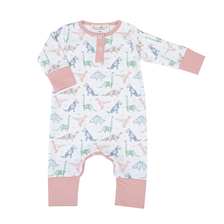 Origami Dinos Print Playsuit - Pink