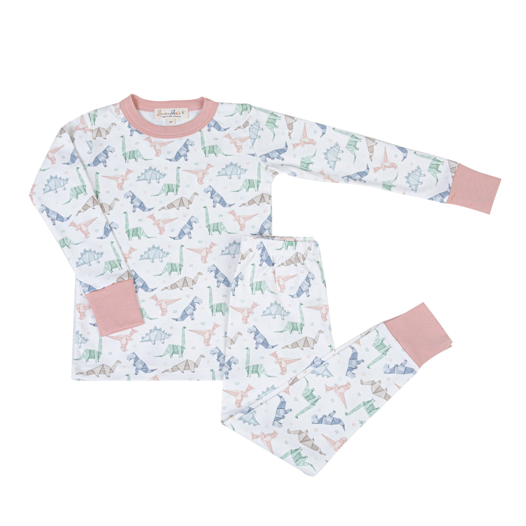 Origami Dinos Long Pajamas - Pink