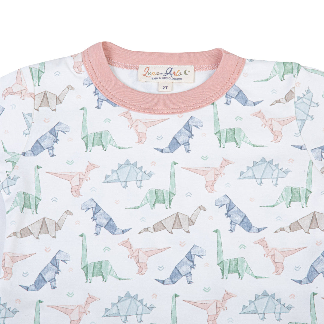 Origami Dinos Long Pajamas - Pink