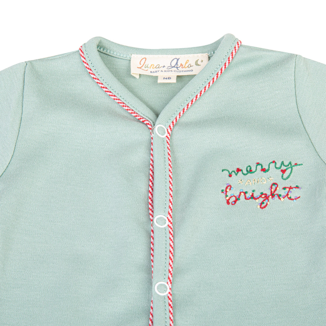 Merry and Bright Embroidered Front Snap Bodysuit