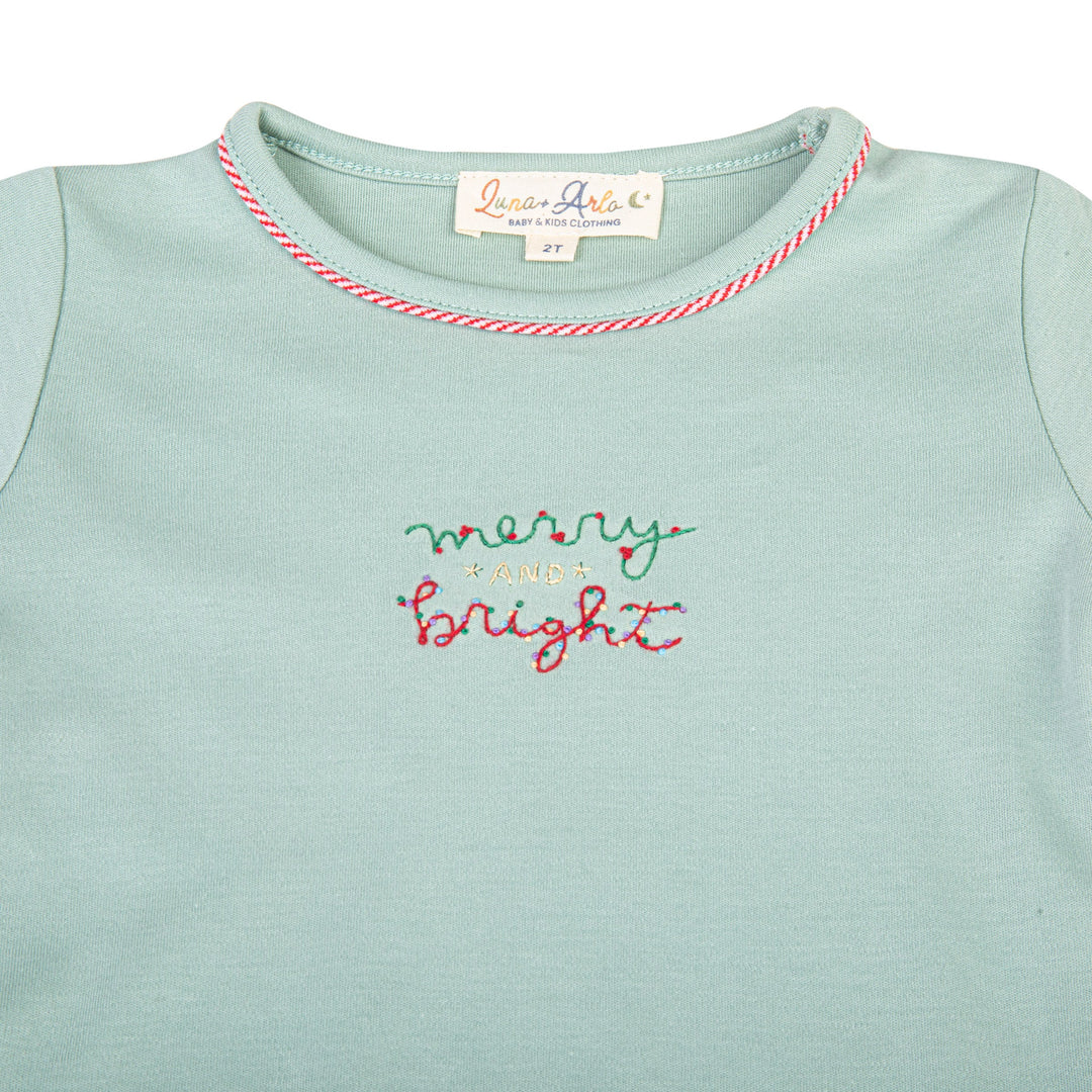 Merry and Bright Embroidered Long Pajamas