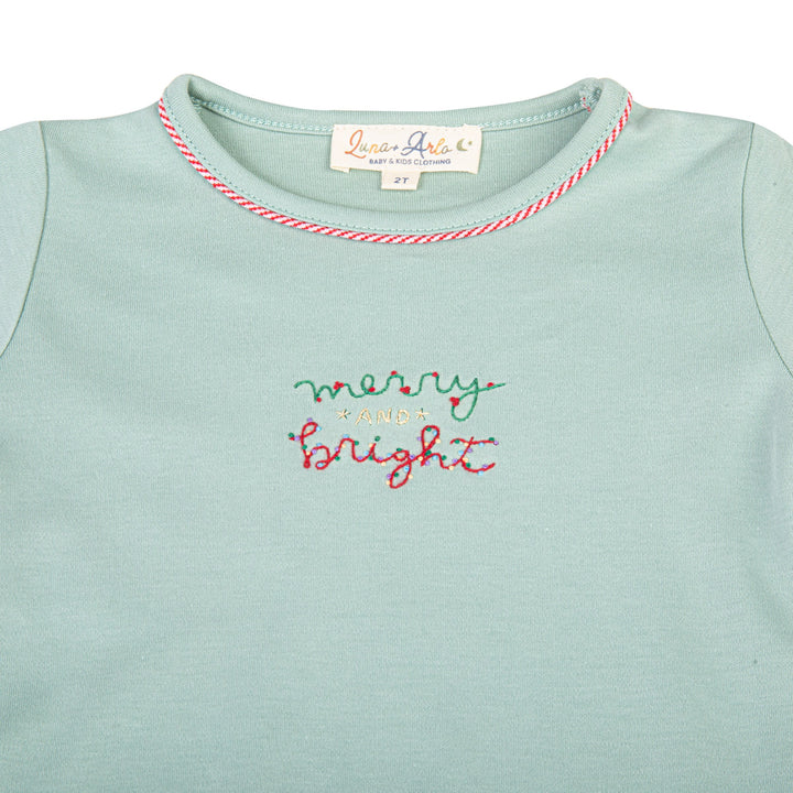 Merry and Bright Embroidered Long Pajamas