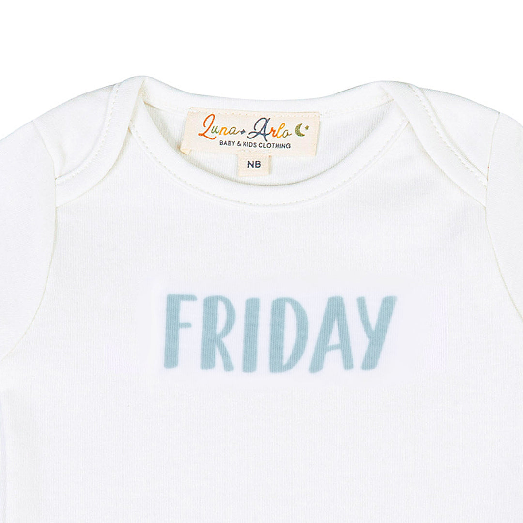 Days of the Week Print Bodysuit Set - Neutral