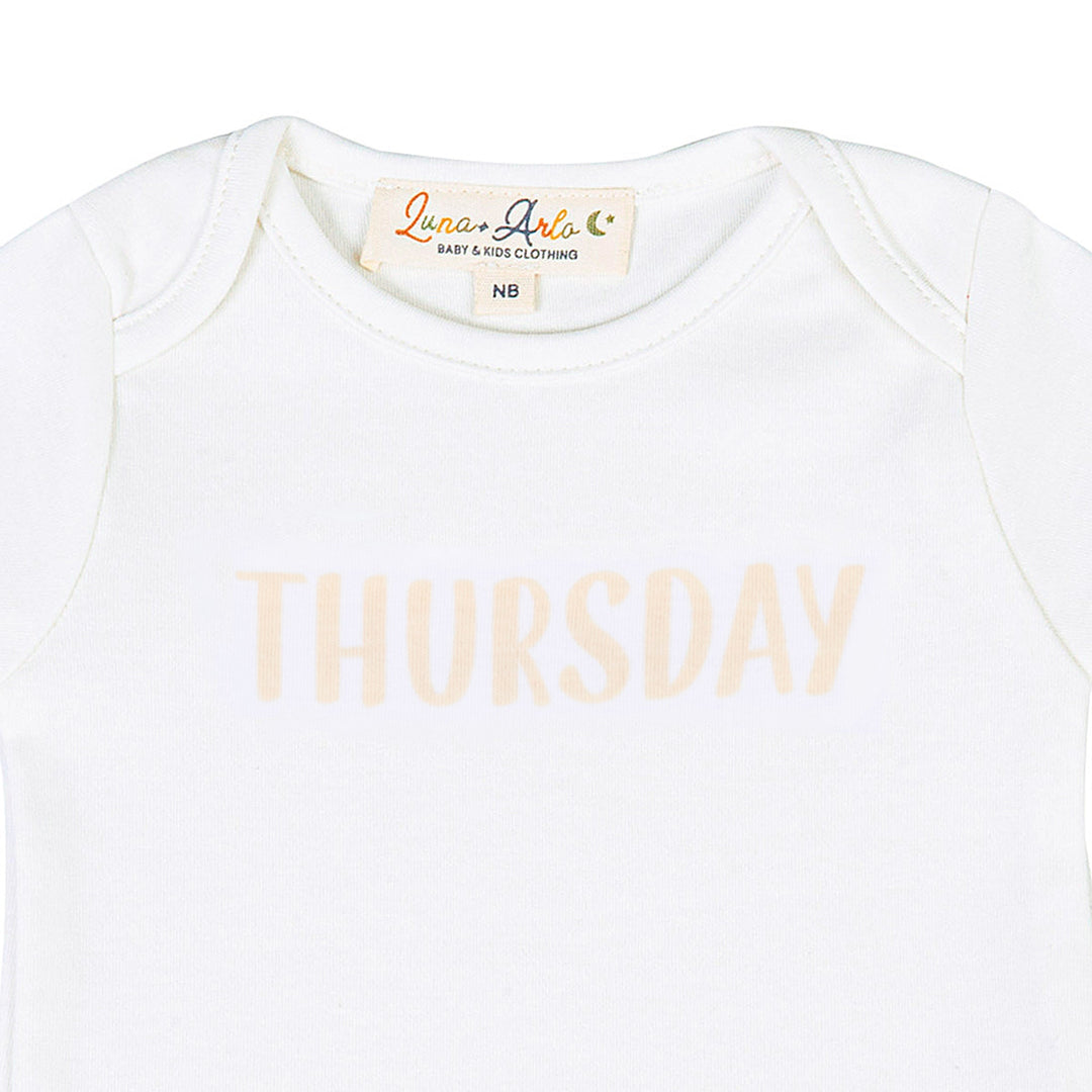 Days of the Week Print Bodysuit Set - Neutral