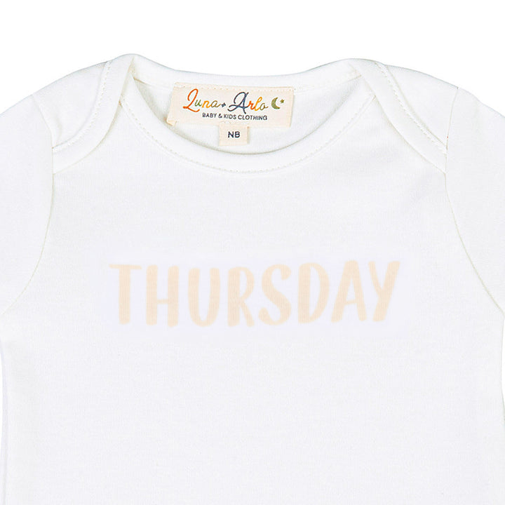 Days of the Week Print Bodysuit Set - Neutral