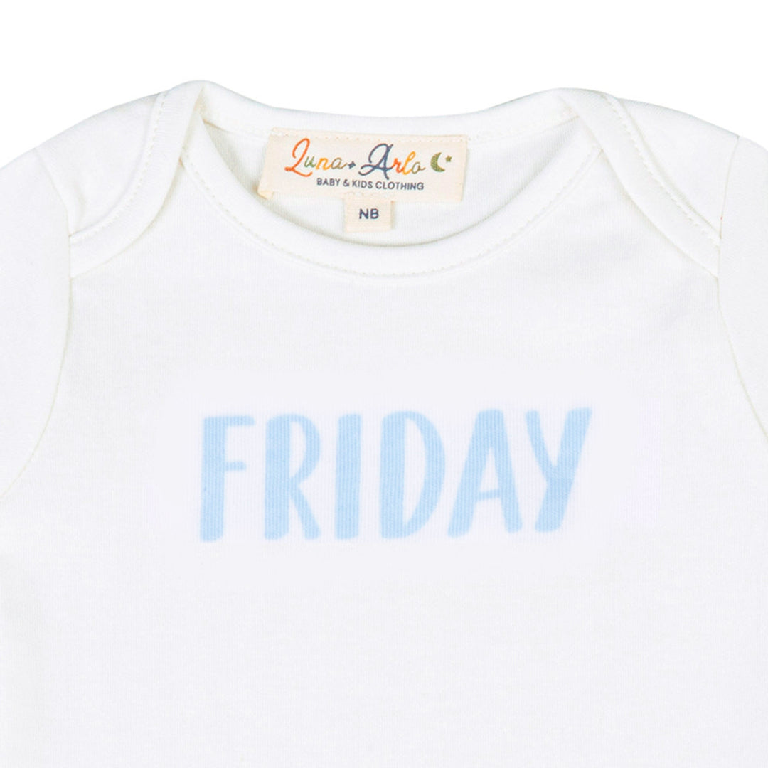 Days of the Week Print Bodysuit Set - Pink