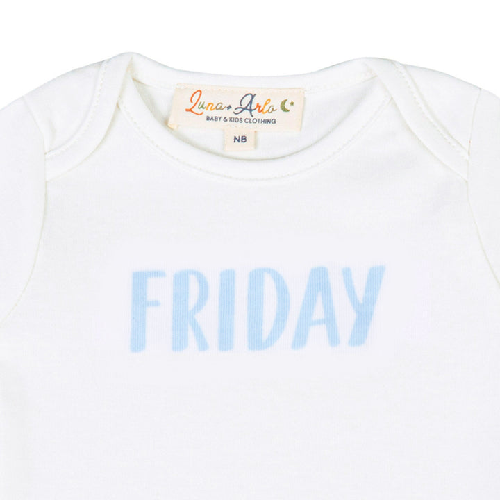 Days of the Week Print Bodysuit Set - Pink