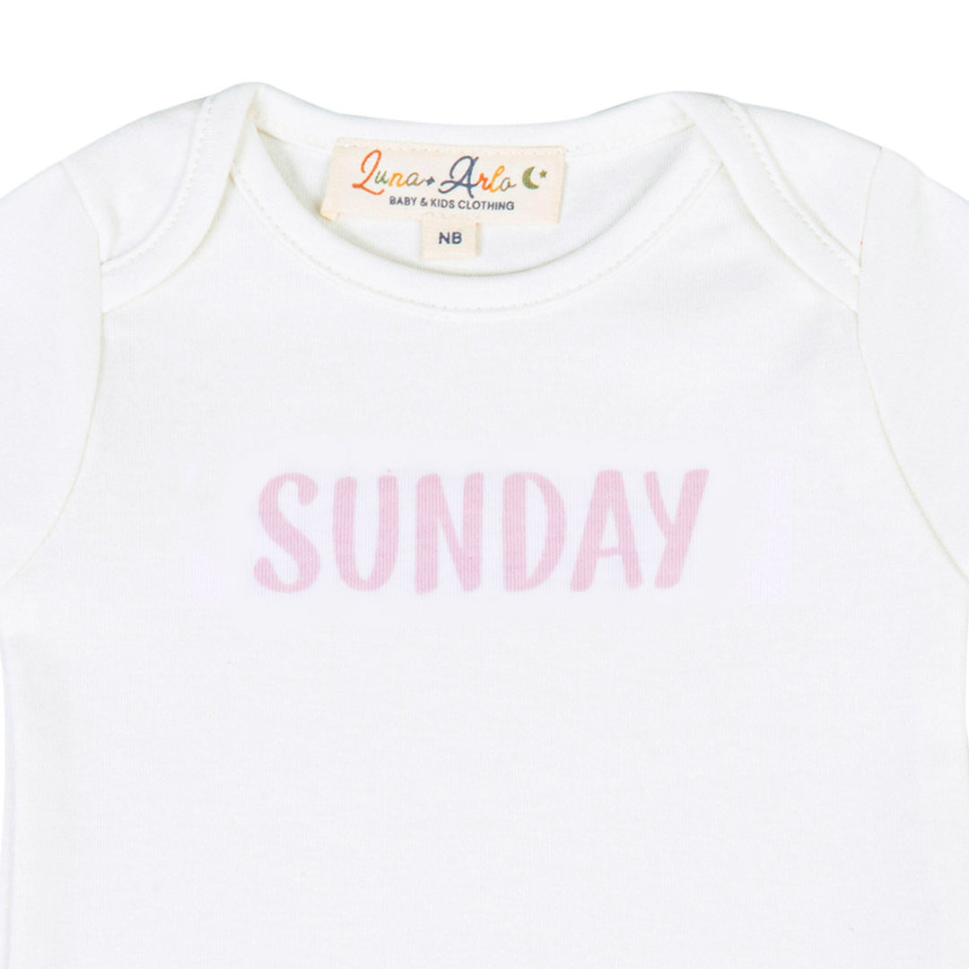 Days of the Week Print Bodysuit Set - Pink