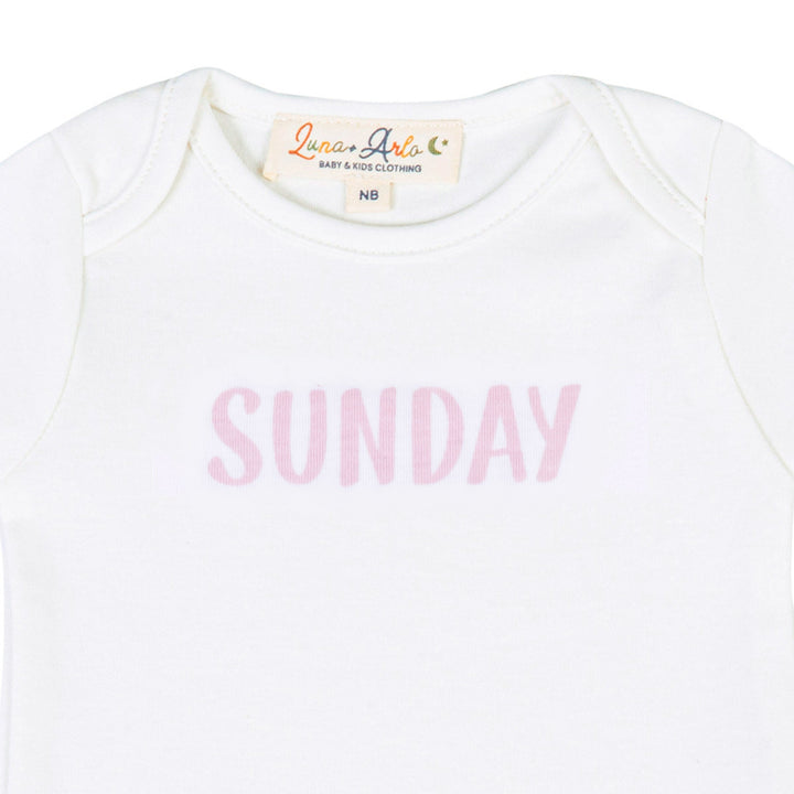 Days of the Week Print Bodysuit Set - Pink