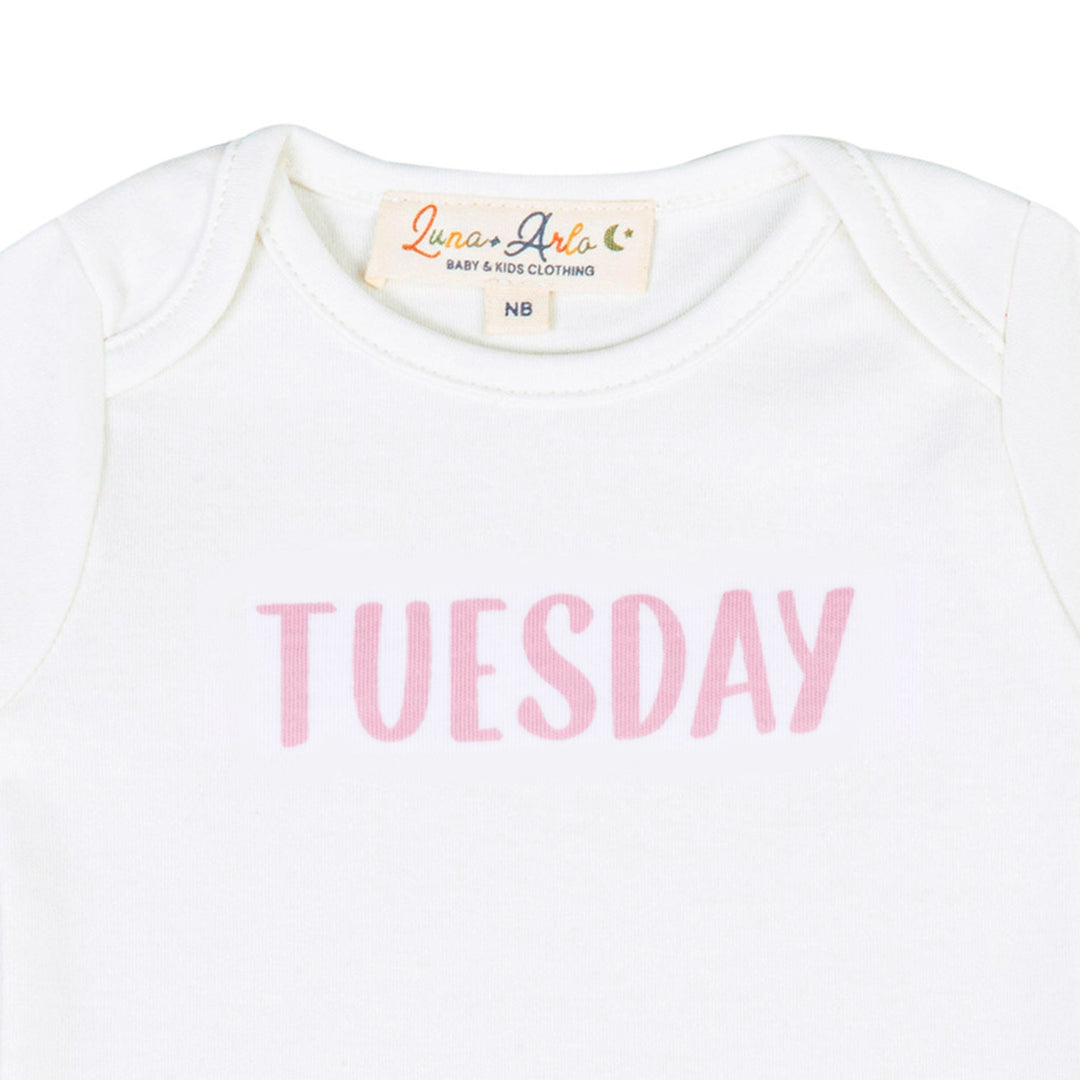 Days of the Week Print Bodysuit Set - Pink