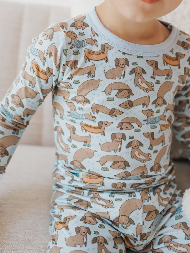 Dachshund Long Pajamas - Blue