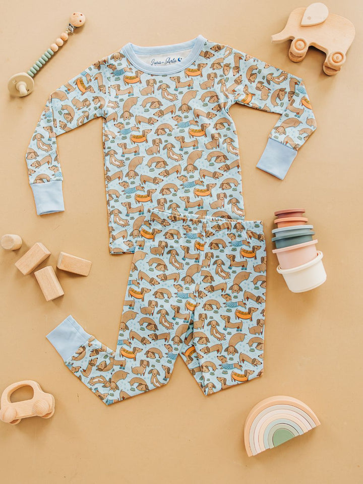 Dachshund Long Pajamas - Blue