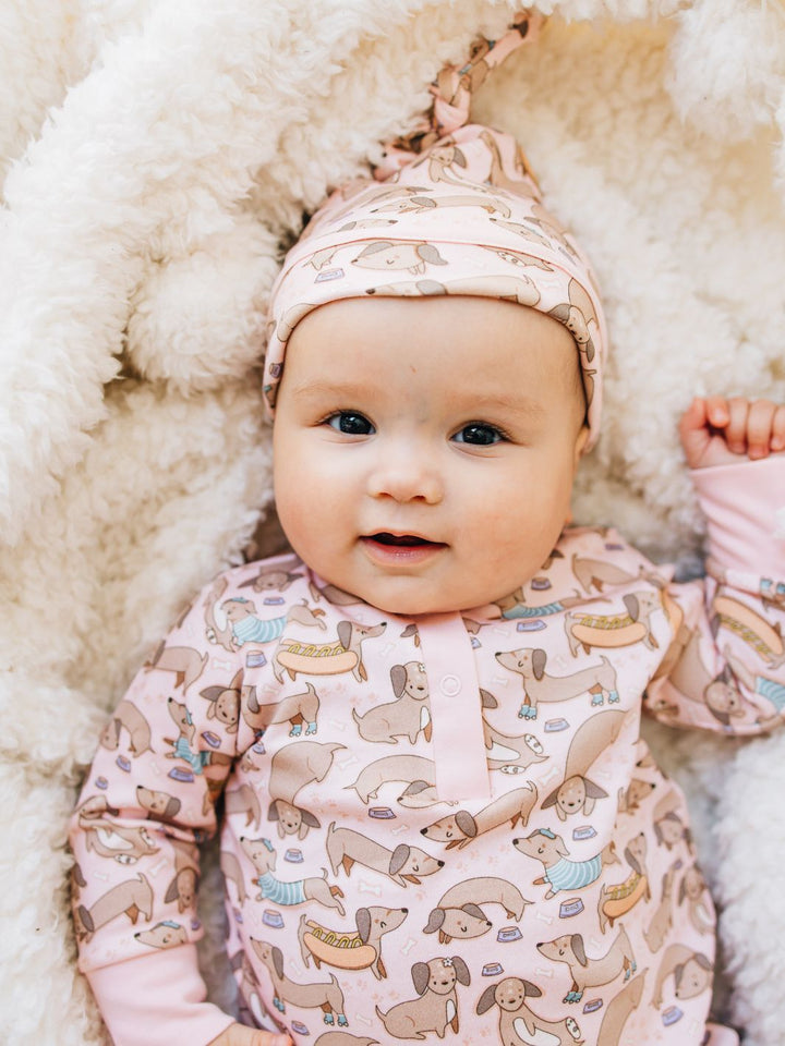 Dachshund Knot Hat - Dusty Rose