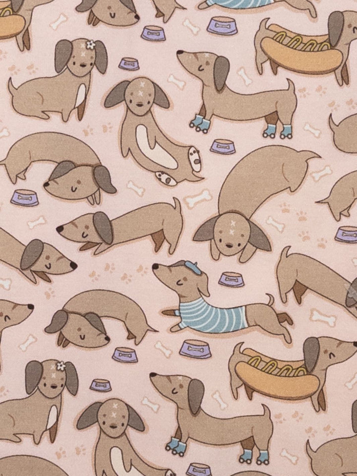 Dachshund Long Pajamas - Dusty Rose