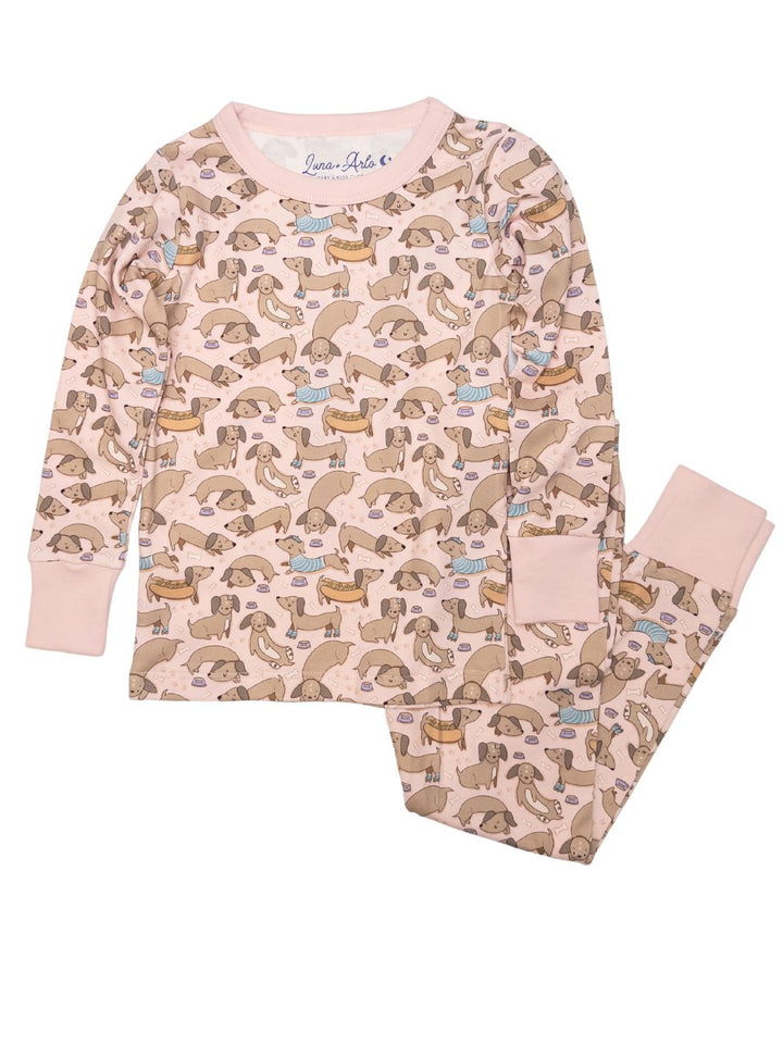 Dachshund Long Pajamas - Dusty Rose