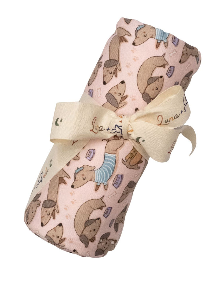 Dachshund Swaddle Blanket - Dusty Rose